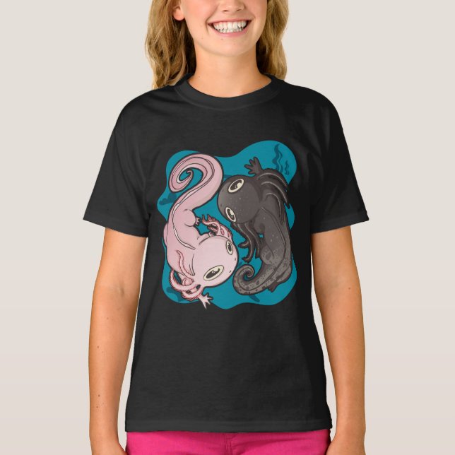 T-shirt Axolotls Yin Yang Kawaii (Devant)