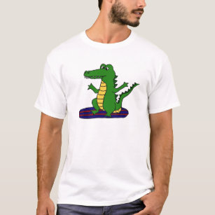 T-shirt AY- bande dessinée surfante drôle d'alligator