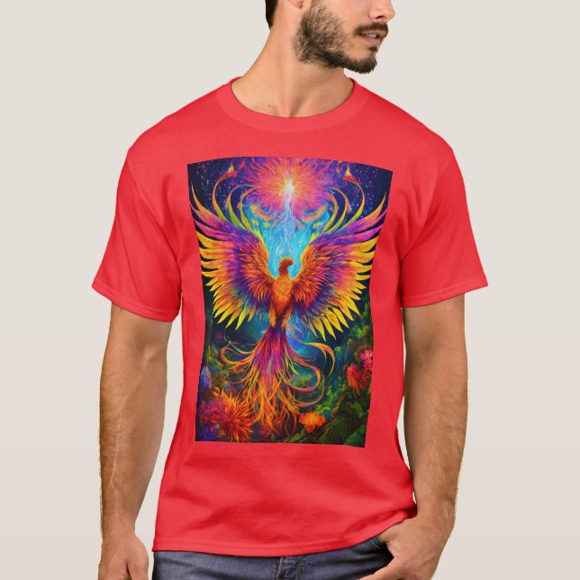 T-shirt Ayahuasca Phoenix : Un voyage fluorescent à Eden (Devant)