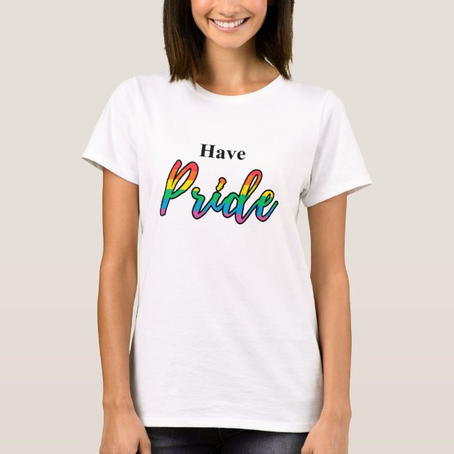 T-shirt Ayez Fierté Bold Rainbow Typographie LGBT Blanc (Devant)