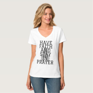 T-shirt Ayez Foi Dans La Prière Gras Femmes V-Neck