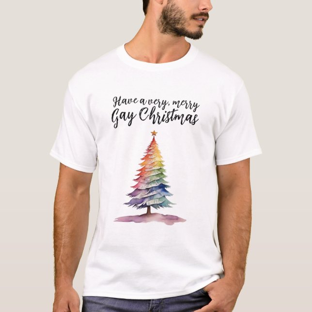 T-shirt Ayez un joyeux arc-en-ciel de Noël gay (Devant)