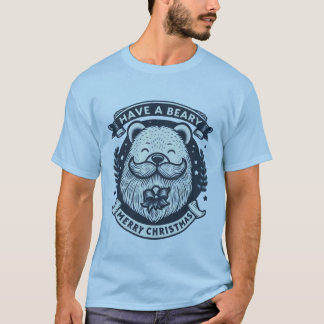 T-shirt Ayez un joyeux Noël de bière ! Ours avec barbe