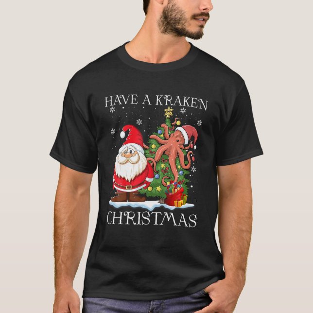 T-shirt Ayez Une Pieuvre De Noël Kraken Dans Un Arbre De N (Devant)