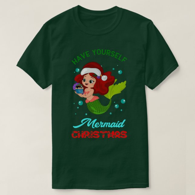 T-shirt Ayez-vous une sirène Noël (Design devant)