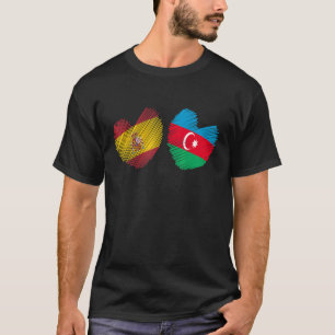 T-shirt Azerbaïdjan Espagne Cœur Drapeau espagnol Drapeau 