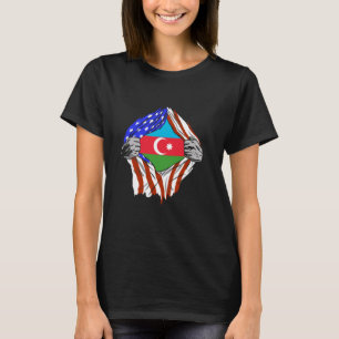 T-shirt Azerbaïdjan États-Unis Amérique Poitrine Drapeau a