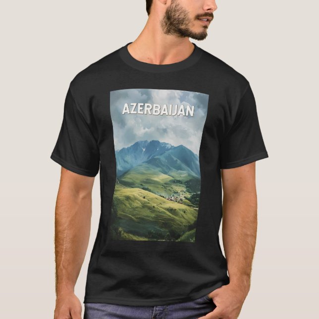 T-shirt Azerbaïdjan Illustration Voyage Art Vintage (Devant)
