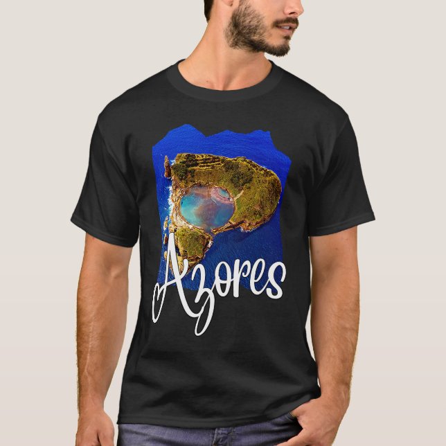 T-shirt Azores Flag Patriotic Portuguese Roots Azores Souv (Devant)
