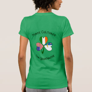 T-shirt Azores Irlande États-Unis Trèfle Drapeau Personnal