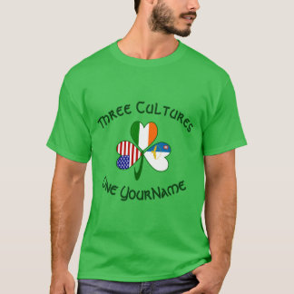 T-shirt Azores Irlande États-Unis Trèfle Drapeau Personnal