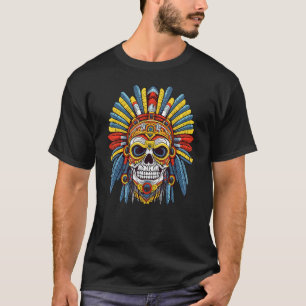 T-shirt Aztec Guerrier Crâne coloré mésoaméricain Mayan In