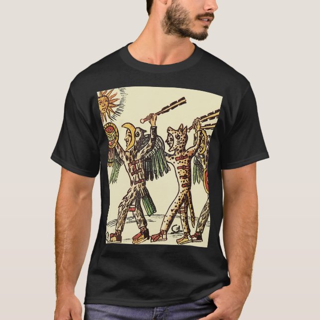 T-shirt Aztec Jaguar Guerriers Mexique Histoire mexicaine  (Devant)