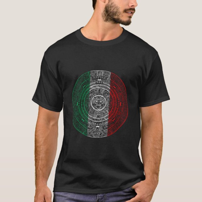 T-shirt Aztec Mexicain Calendrier Mexicain Drapeau (Devant)