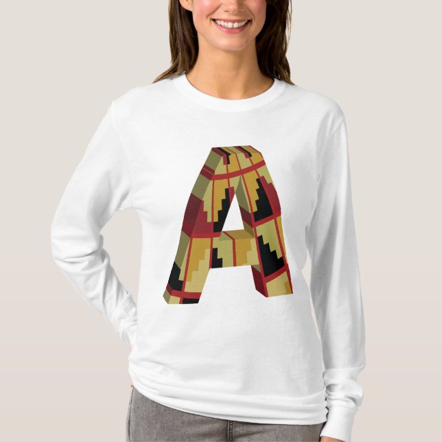 T-shirt Aztec Navajo Pattern Letter A (Devant)