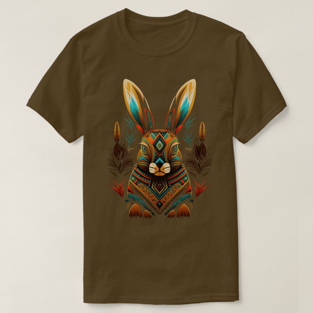 T-shirt Aztec Rabbit Azteca Art Indigène Mexique Style An (Design devant)