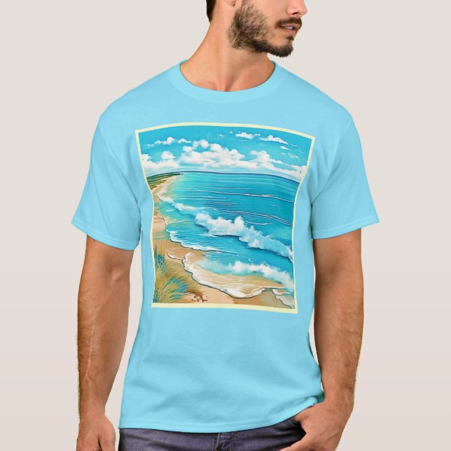 T-shirt Azure Beach Calme Design (Devant)