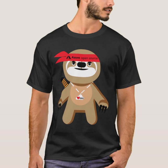 T-shirt Azure Open Source Brady The Ninja Sloth (Devant)