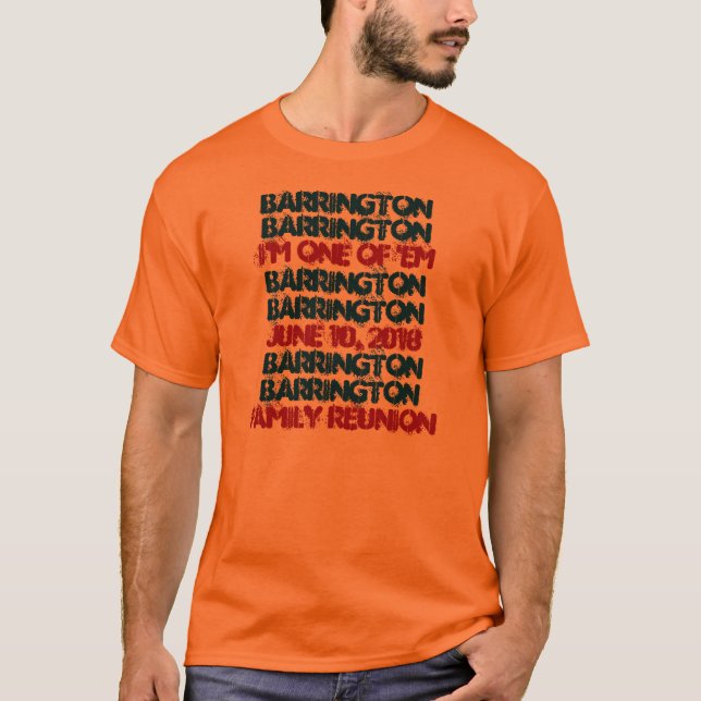 T-shirt B003 orange et noir de la Réunion de famille faite (Devant)
