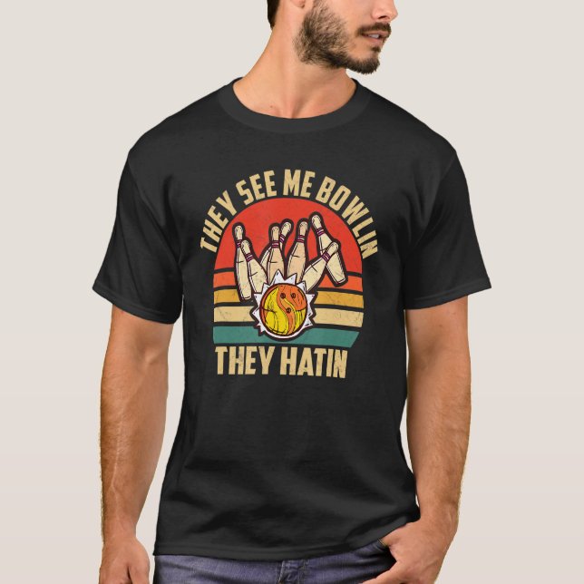 T-shirt B0wling Vintage Rétro Ils Hatin (Devant)