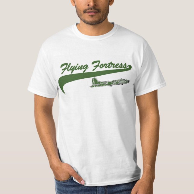 T-shirt B 17 Flying Fortress Baseball Style T Shirt Green (Devant)