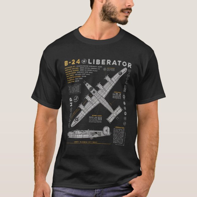T-shirt B-24 Libérateur Aéronef consolidé B24 Bombe (Devant)