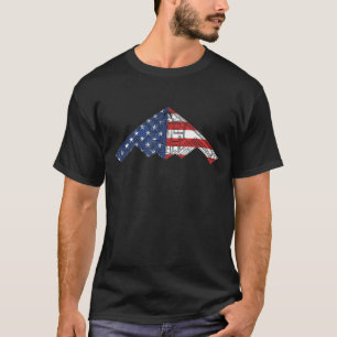 T-shirt B-2 Bomber Stealth Aircraft Schéma American Fla