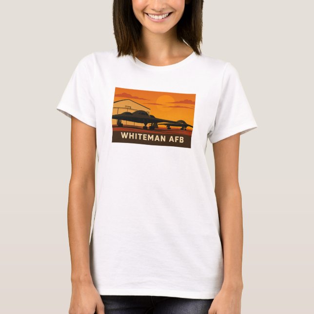 T-shirt B-2 Jet Sunset Art - Whiteman AFB Poster Style (Devant)