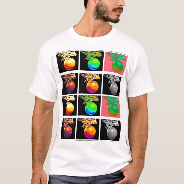 T-shirt B-Ball Basketball Hoops Pop Art (Devant)