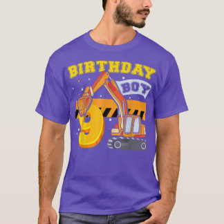 T-shirt B-Day Boy 9 Years Old Digger Builder Construction 