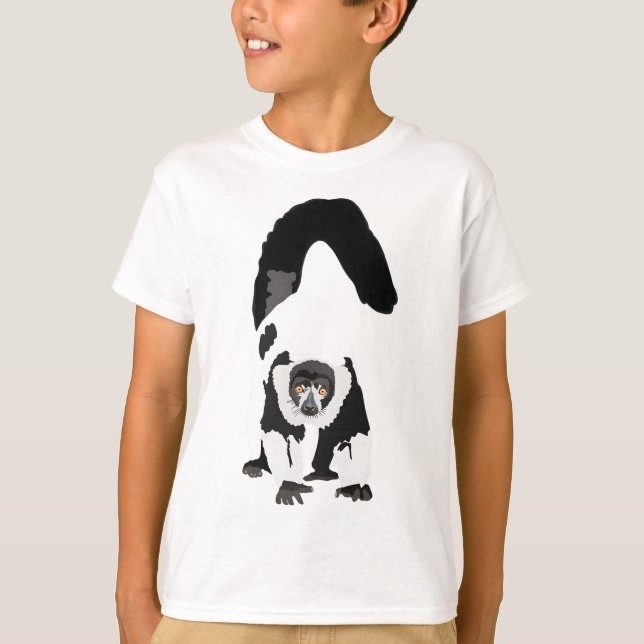 T-shirt B est pour Black and White Ruff Lemur (Devant)