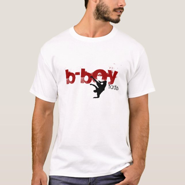 T-shirt b-garçon pendant la vie (rouge, noir) (Devant)