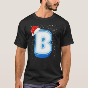 T-shirt B Majuscule neigeuse Monogramme de Noël Alphabet L