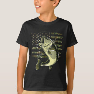 T-shirt B Pêche Poisson Usa Drapeau Américain Camouflage P
