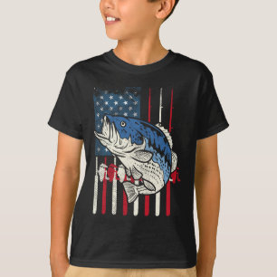 T-shirt B Poissons US Drapeau Américain Pêcheur Patriotiqu