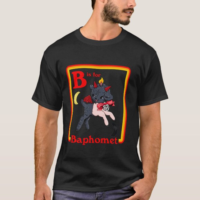 T-shirt B pour Baphomet Satanique Mignon Diable Rétro Vint (Devant)