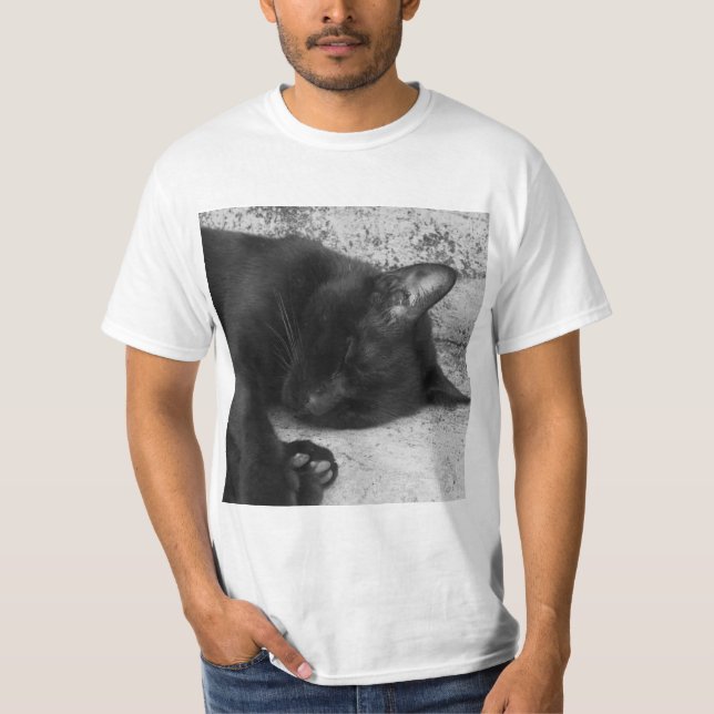 T-shirt B&W - Cat Sleeping (Devant)