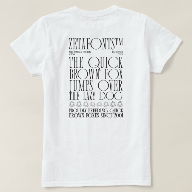 T-Shirt (B) - Zetafonts Pangramme (Design dos)
