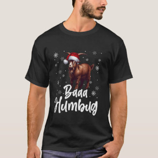 T-shirt Baaa Humbug Funny Santa Hat Chèvre Xmas Snowflakes