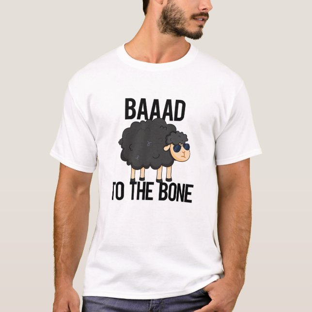 T-shirt Baaad À L'Os Drôle Pun Mouton Noir Noir (Devant)