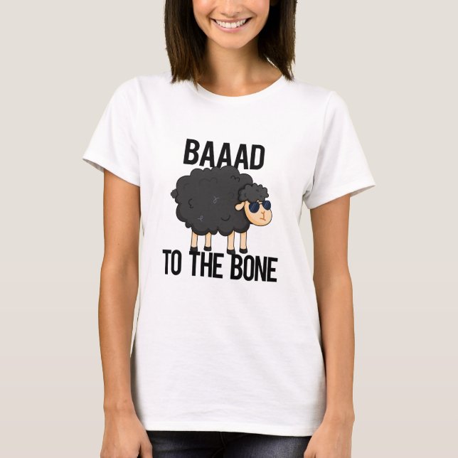 T-shirt Baaad À L'Os Drôle Pun Mouton Noir Noir (Devant)