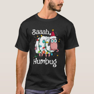 T-shirt Baaah Humbug Drôle Moutons À Santa Hat Lumières Jo