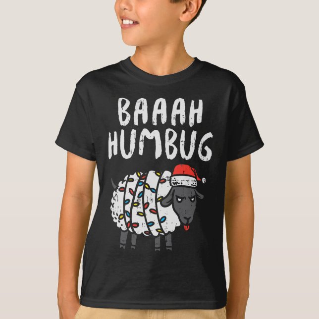 T-shirt Baaah Humbug Sheep Xmas Lumières Amusant Anti Chri (Devant)
