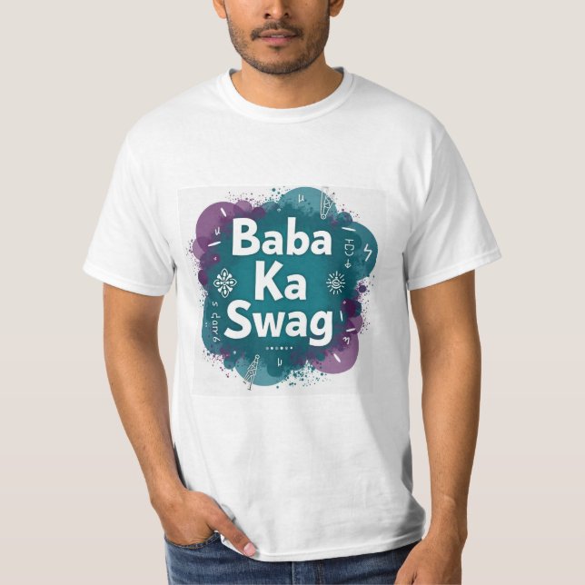 T-shirt Baba Ka Swag | Graphique Abstrait Hindi Gras  (Devant)
