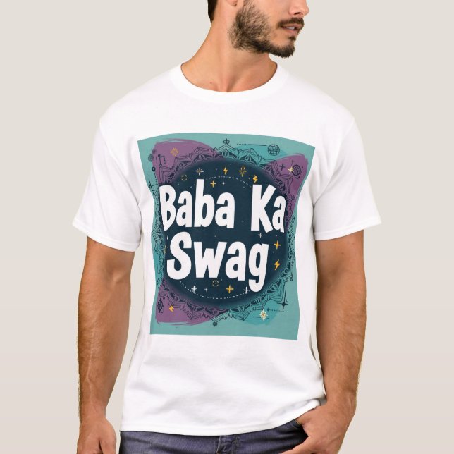 T-shirt Baba Ka Swag | Graphique Abstrait Hindi Gras  (Devant)