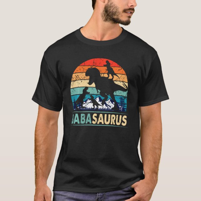 T-shirt Babasaurus Rex Baba Dinosaur 3 Enfants Amusant Pèr (Devant)