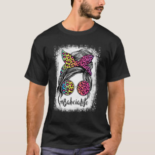 T-shirt Babcia Life Messy Cheveux Bun Rainbow Leopard Mère