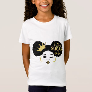 T-Shirt Babe au Sucre Brun en Noir et Or