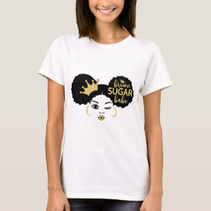 T-shirt Babe Brown Sugar en noir et or