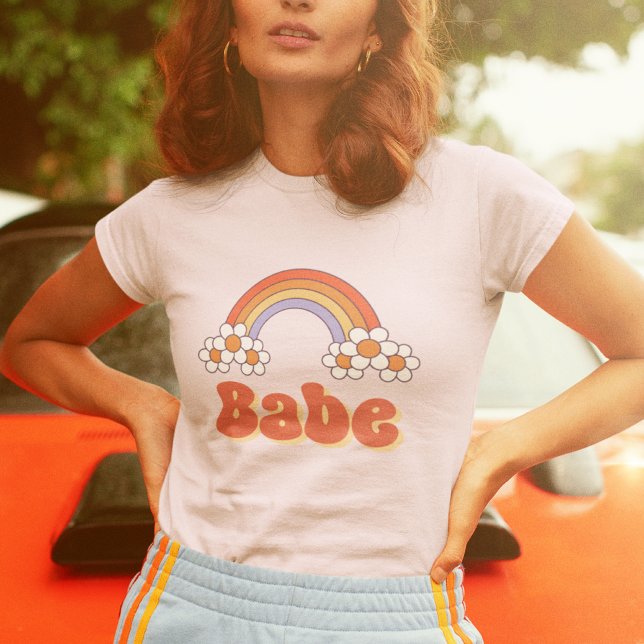 T-shirt Babe Retro Daisy Rainbow Super les années 70 Bache (Créateur téléchargé)